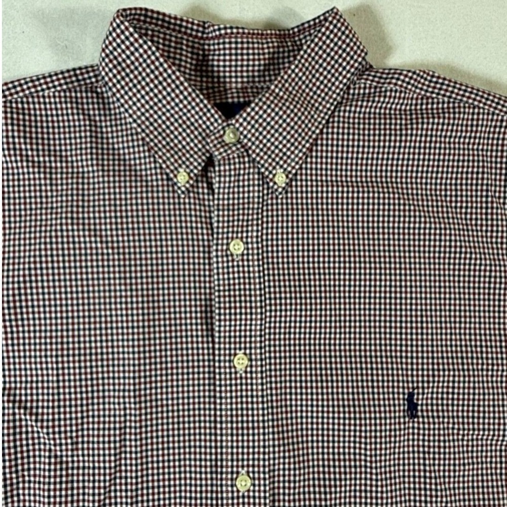 Ralph Lauren Mens XLT‎ Button Up Shirt Classic Fit Gingham Tall Casual Blue Pony